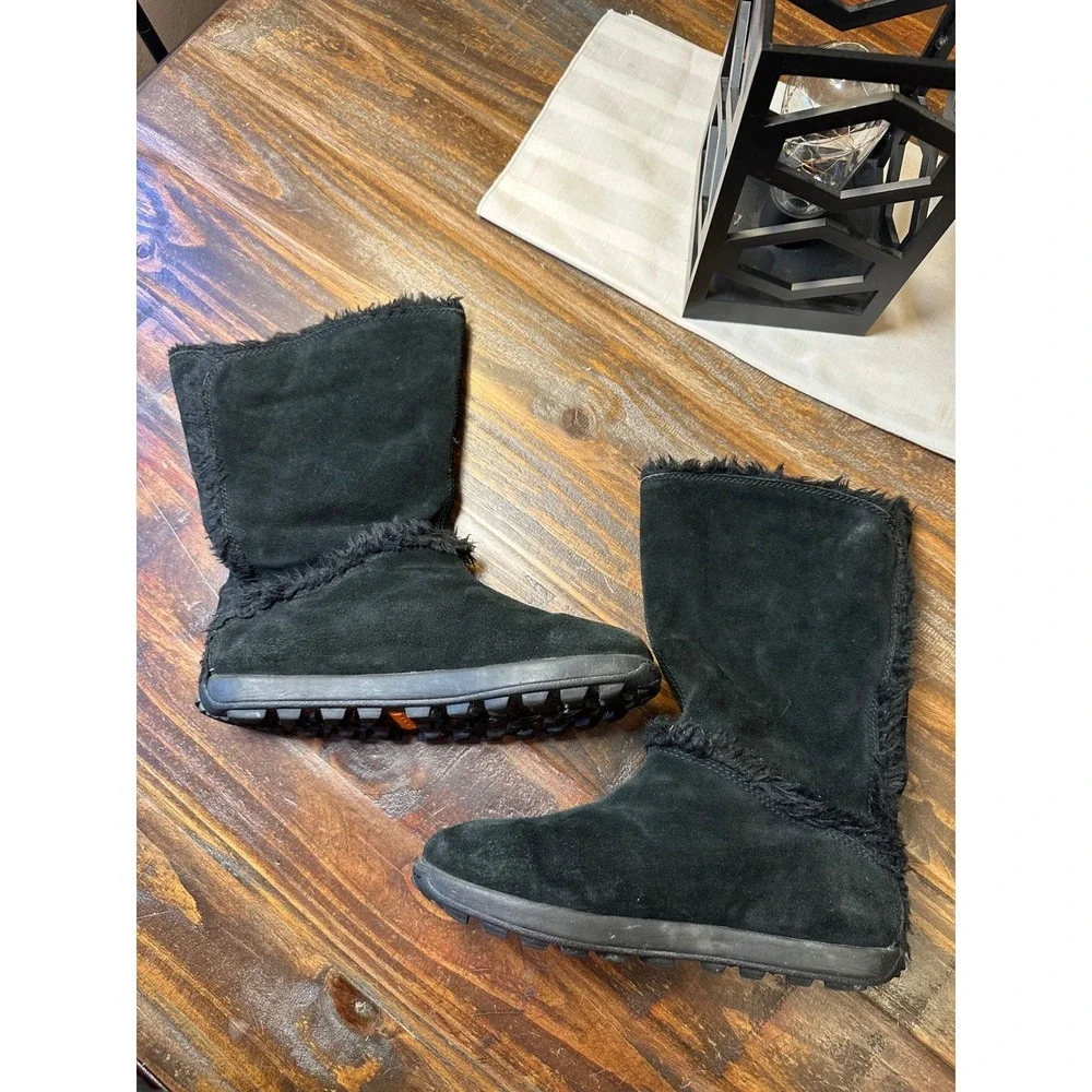 Timberland Womens Black Suede Faux Fur Lined Mid Calf Boots 61643 Size 8M